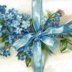 white-blue-ribbon-flowers-vintage-postcard