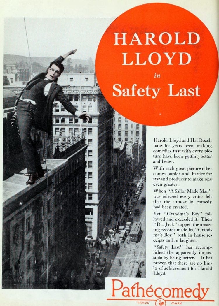 Hanging from a clock, Harold Lloyd made movie history in 'Safety Last