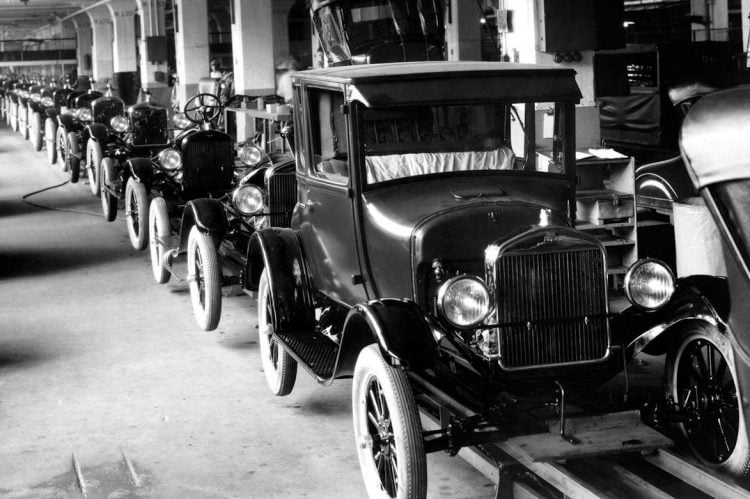 Model T Assembly Line In Color