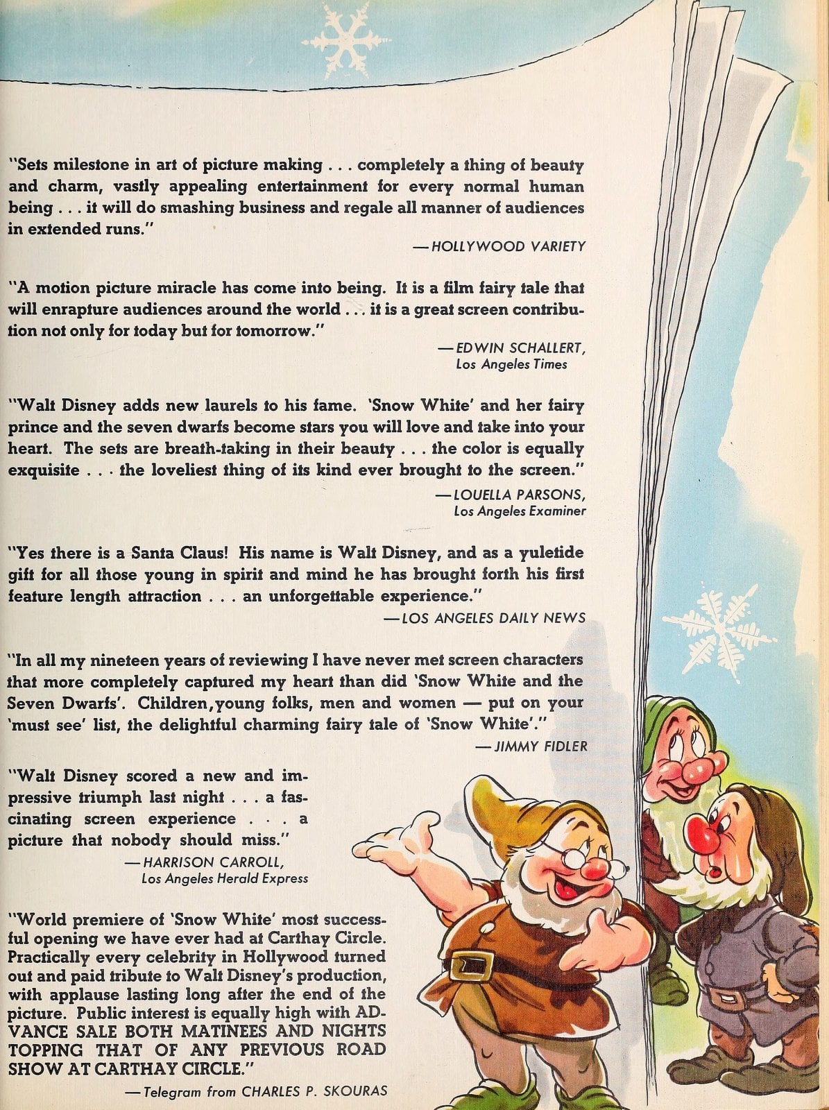 1930s reviews of Disney Snow White movie (1937) via ClickAmericana com