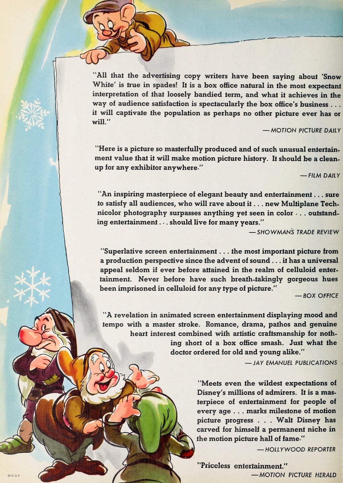 1930s reviews of Disney's Snow White movie (1938) via ClickAmericana com