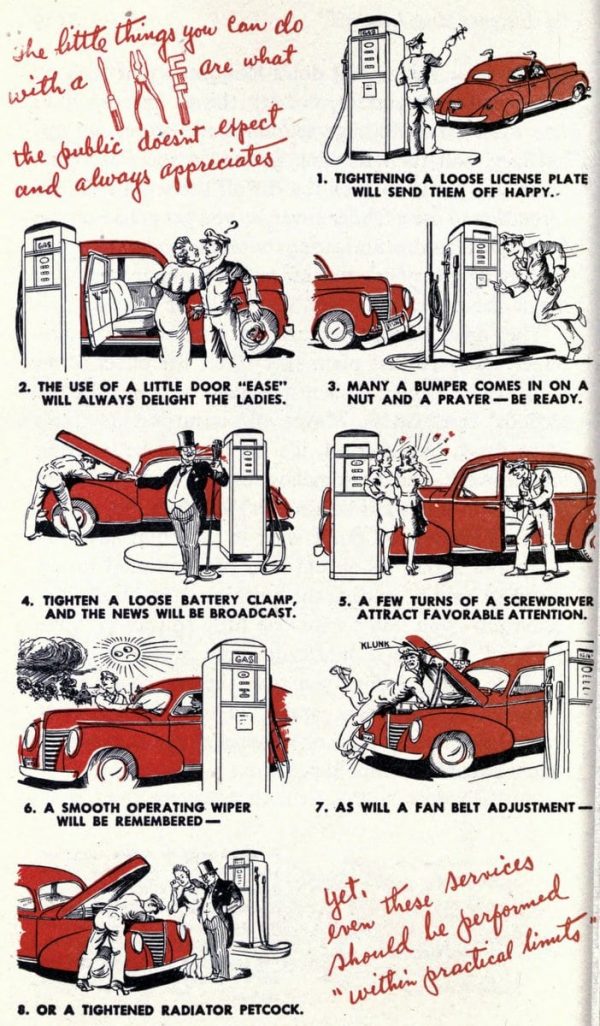 Fill 'er up? Some vintage fullservice gas station tips for old