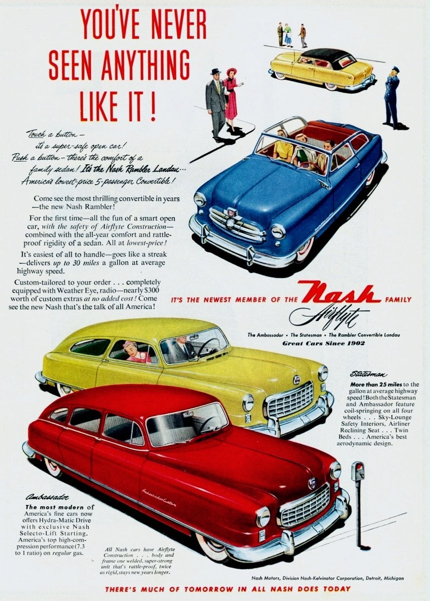 1950s Nash cars had some crazy ideas that Detroit ignored -- and some of them actually worked 2 1950 Nash Rambler Landau 5-passenger convertible