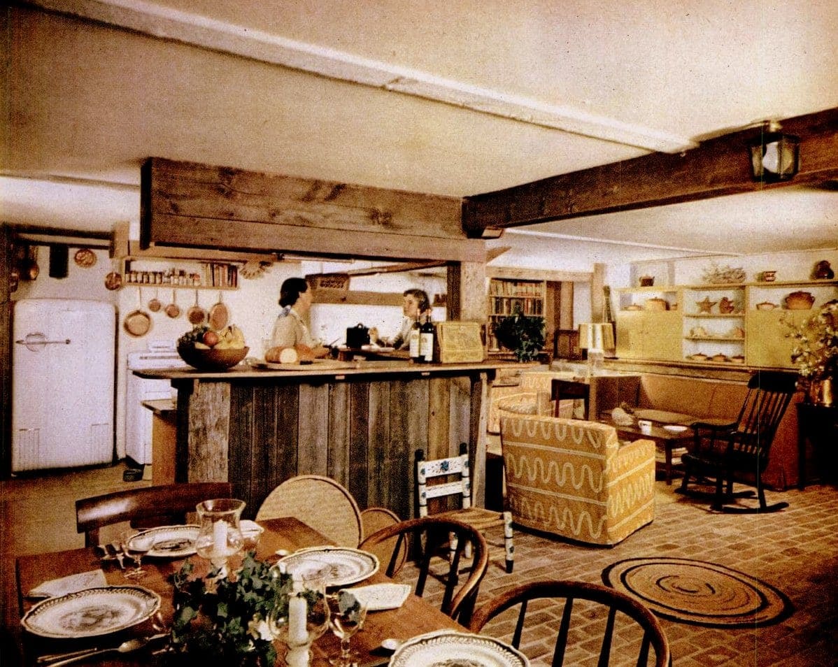 1952 kitchen and dining area for a family