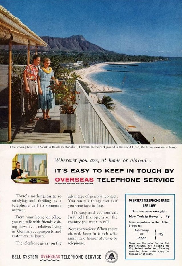 1956 overseas long distance telephone service from Hawaii via ClickAmericana com