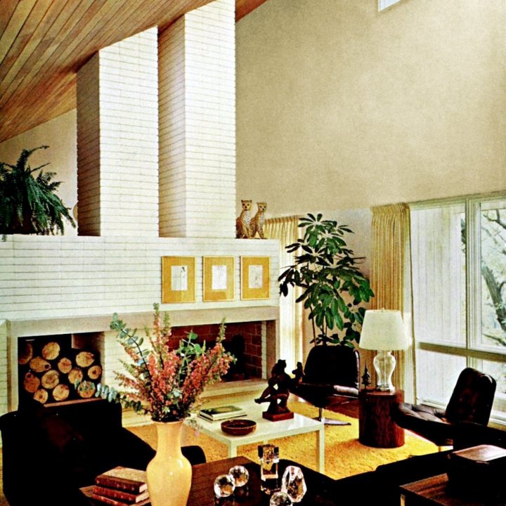 1960s home with twin chimneys - Living room side