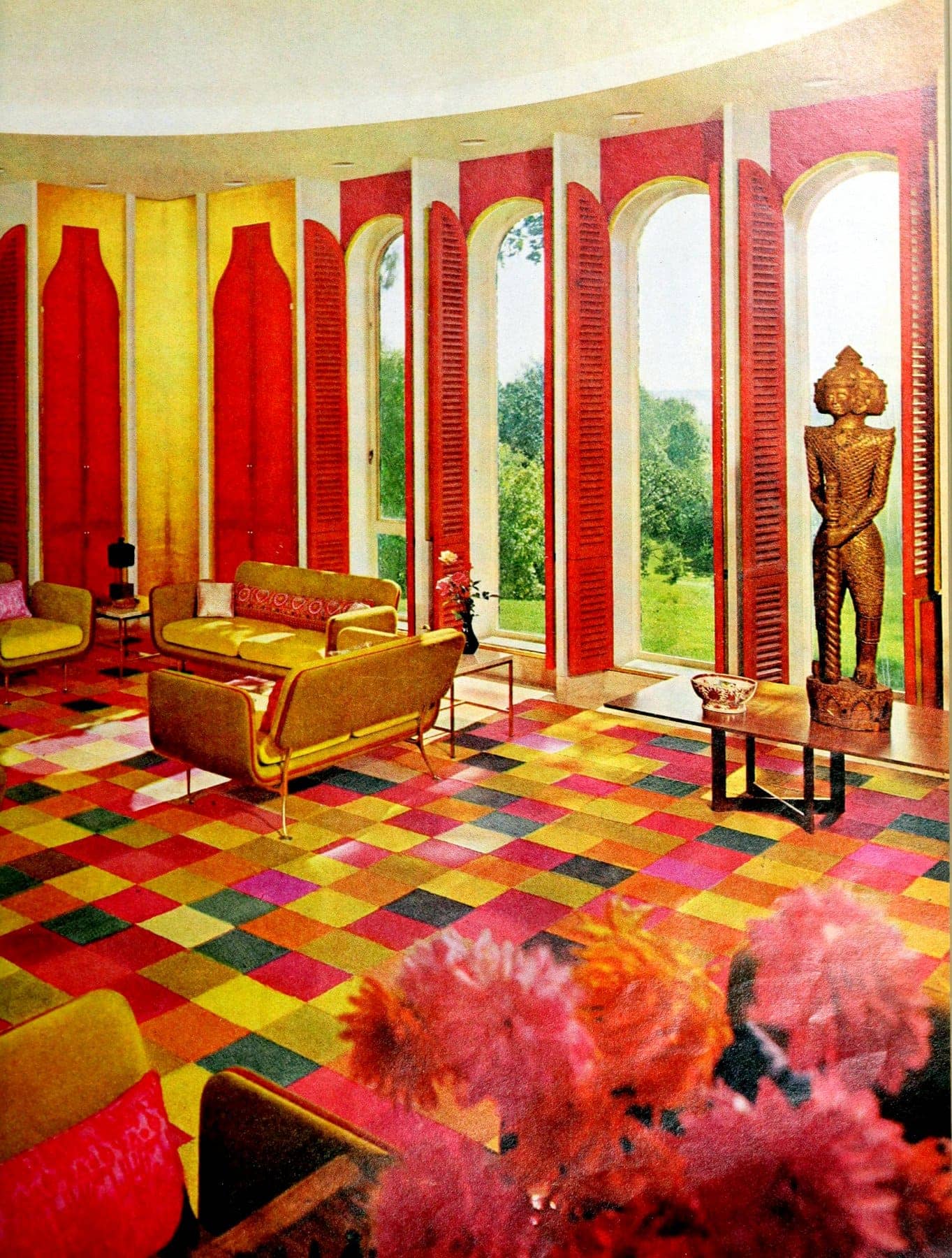 1960s living room full of color and retro style