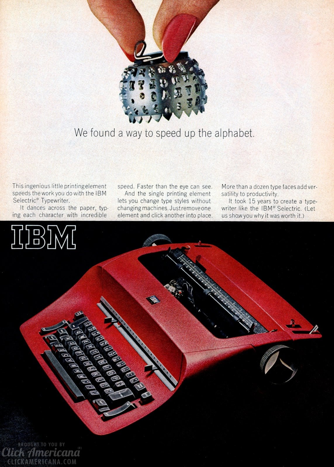 See vintage 1960s IBM electric typewriters, including the Selectric