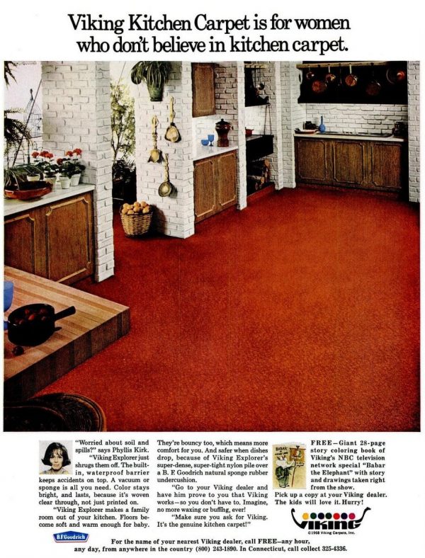 See vintage kitchen carpet from when it was popular home decor in the ...