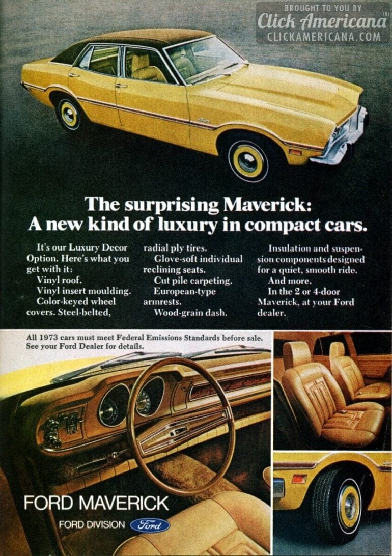 1970s ford cars for sale on 1973 Ford Maverick A New Kind Of Luxury In Compact Cars Click Americana