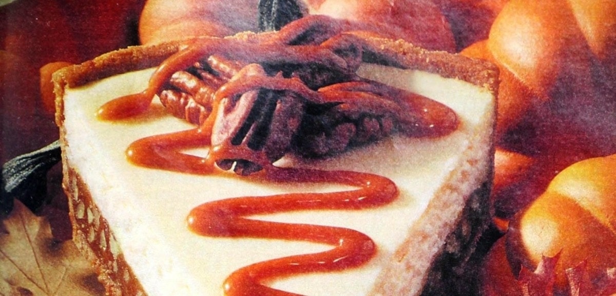 2 delightful & delicious caramel-pecan cheesecake recipes (1999) - Click Americana