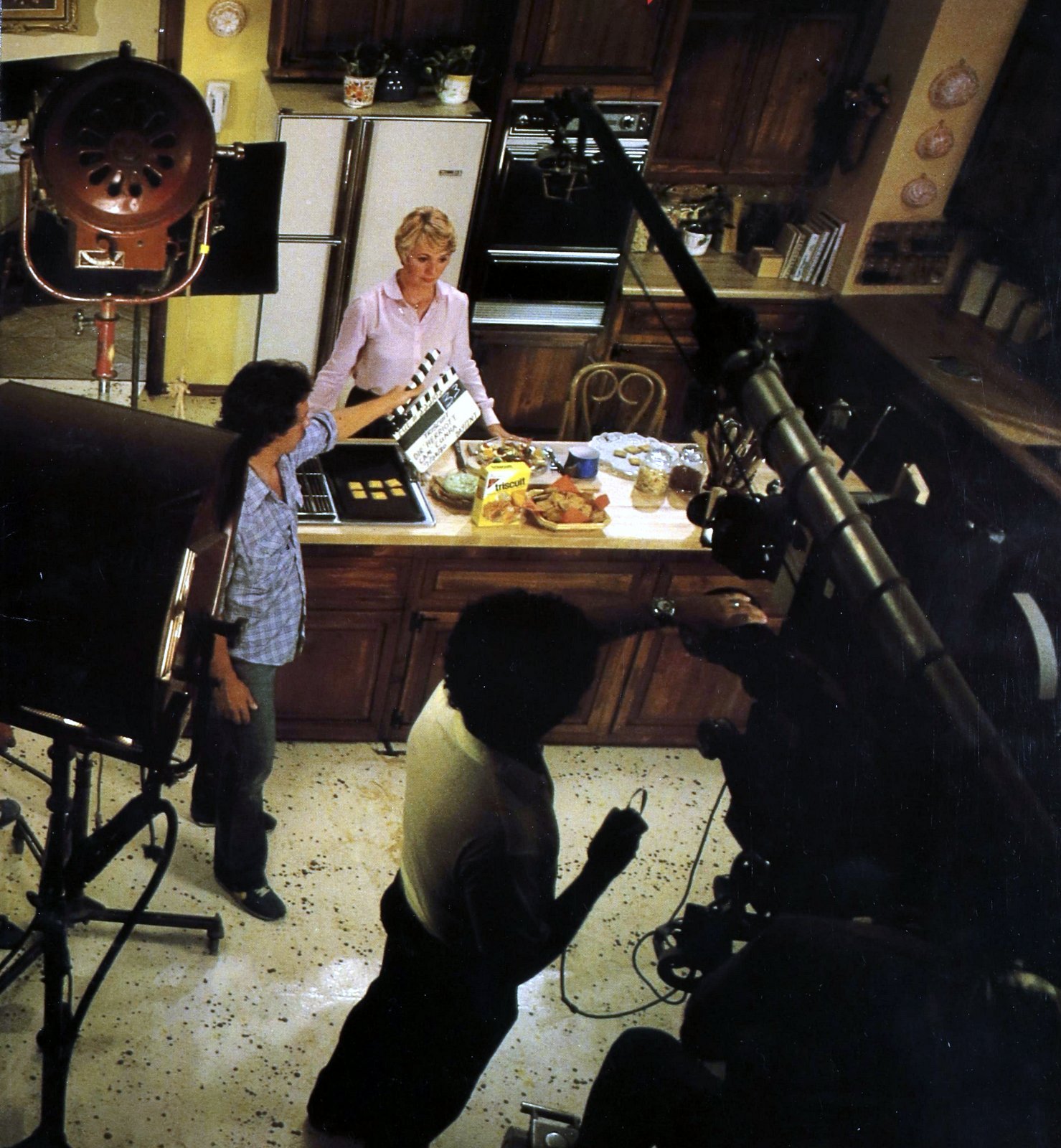 Actress Shirley Jones on set for Triscuit TV commercial (1980) 
