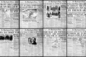 American newspaper headlines from the very start of WWI in 1914
