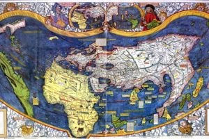 Amerigo Vespucci - Martin Waldseemuller map in color