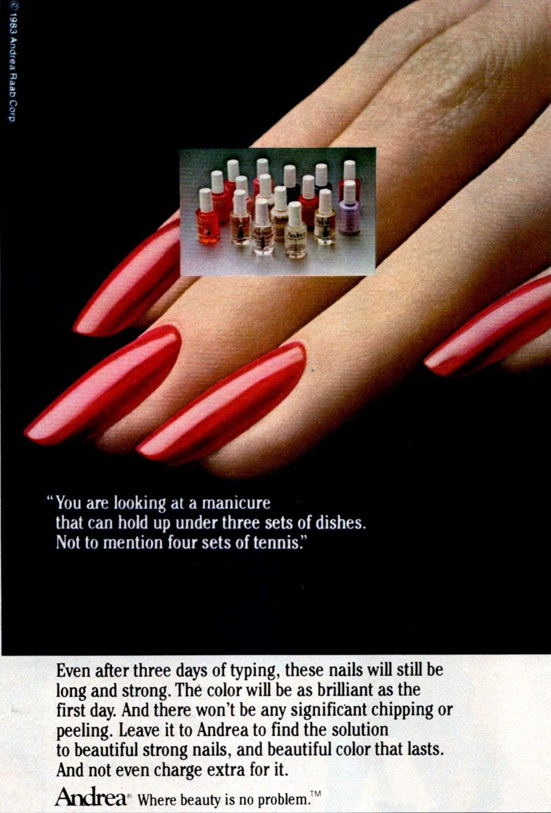 80s nail polish: See the popular colors & top brands of the eighties 22 Andrea brand nail polish and manicures (1983) via ClickAmericana com
