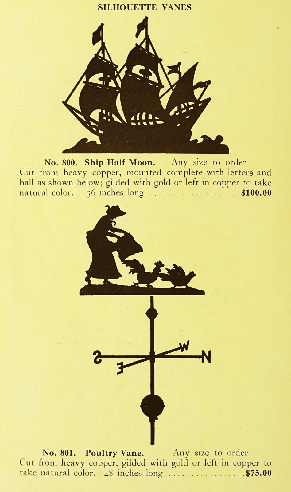 Antique 1920s weather vanes - Metal designs from 1921 (2)