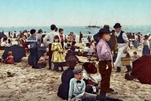 Antique Coney Island beach scene from 1902
