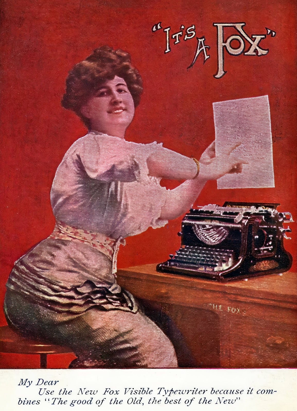 Antique Fox Visible Typewriter ad via ClickAmericana com