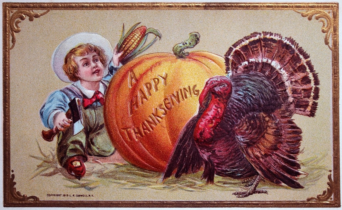 Thanksgiving gratitude: Antique Thanksgiving postcard 1911