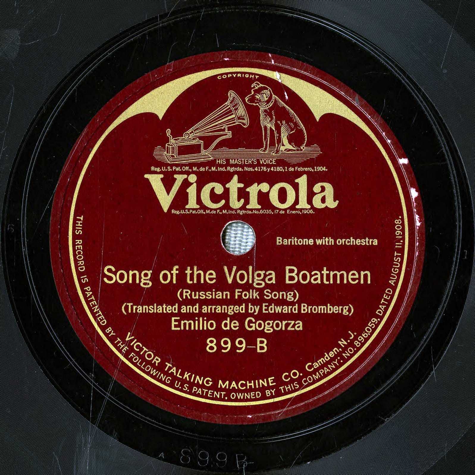 V is for Victrola: The famous record player that turned a brand name into a household word in 1906 17 Antique Victrola record - Song of the Volga boatmen