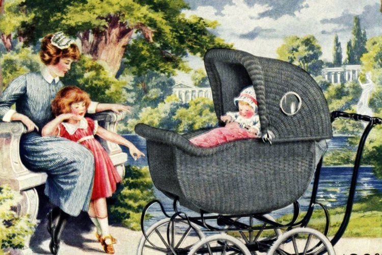 Antique baby carriages and old-fashioned strollers at Click Americana