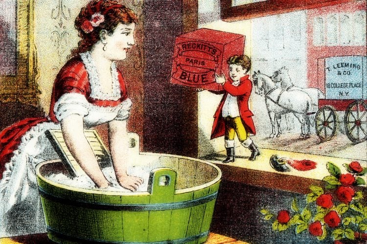 Antique laundry washboards postcard - Victorian 1800s