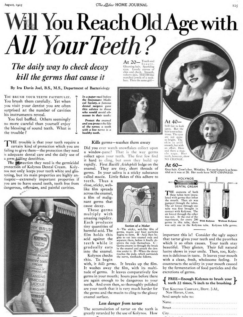 Antique product - Kolynos Dental Cream (1925) via ClickAmericana com
