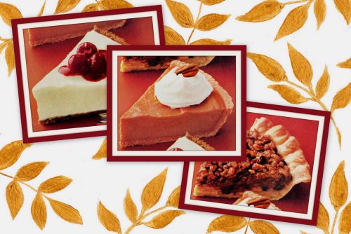 Apple streusel mince pie, no-bake pumpkin Frozen lemon cream pies retro recipes from the '80s