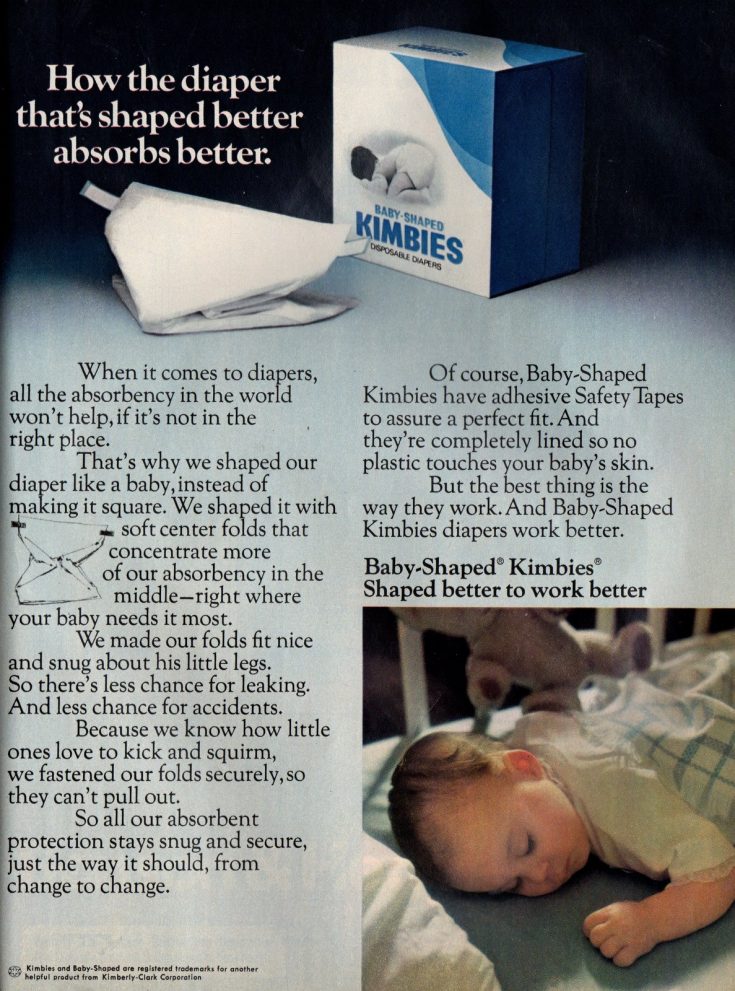 Kimbies 'Babyshaped' vintage disposable diapers (1970s) Click Americana
