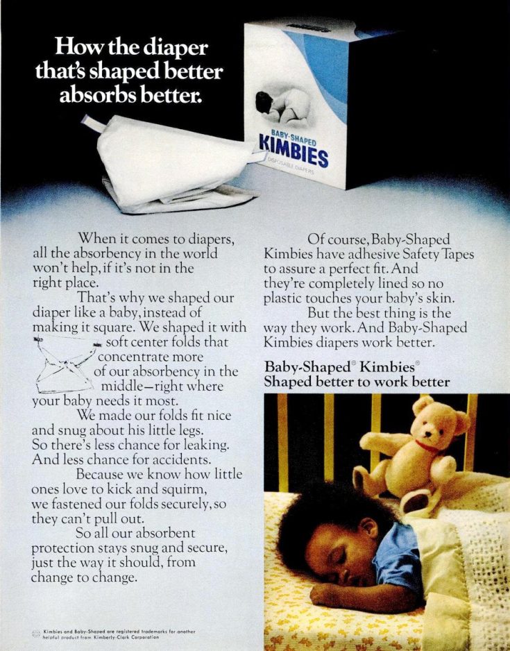 Kimbies 'Babyshaped' vintage disposable diapers (1970s) Click Americana