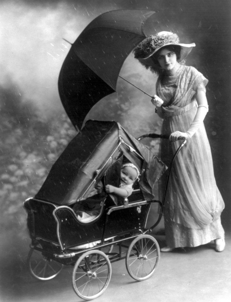See how different antique baby carriages & oldfashioned strollers used