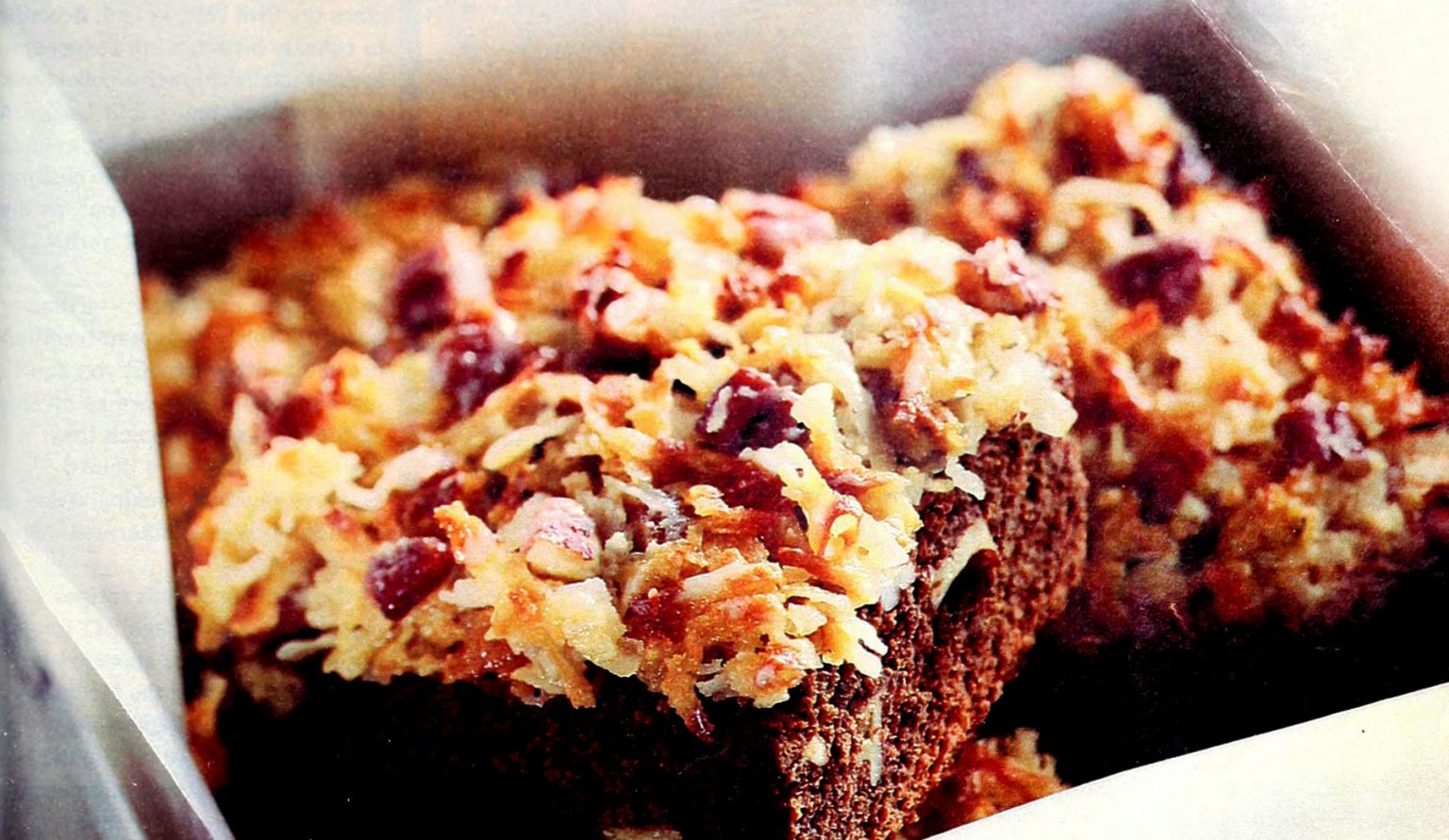 Baker's easy onebowl German chocolate brownies with coconutnut