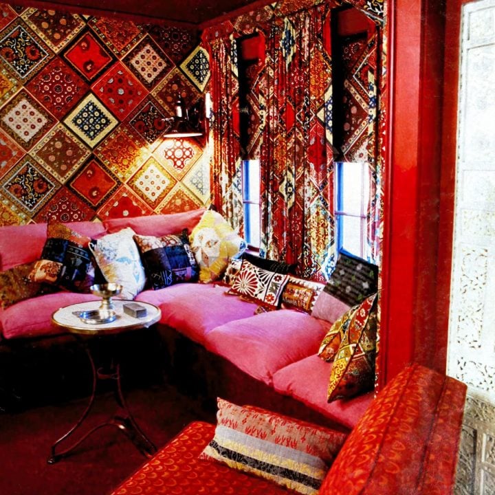 Bandana patchwork print sitting room 1970s