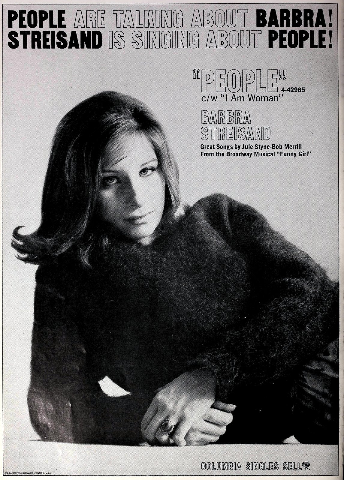 Barbra Streisand People single ad (1964) via ClickAmericana com