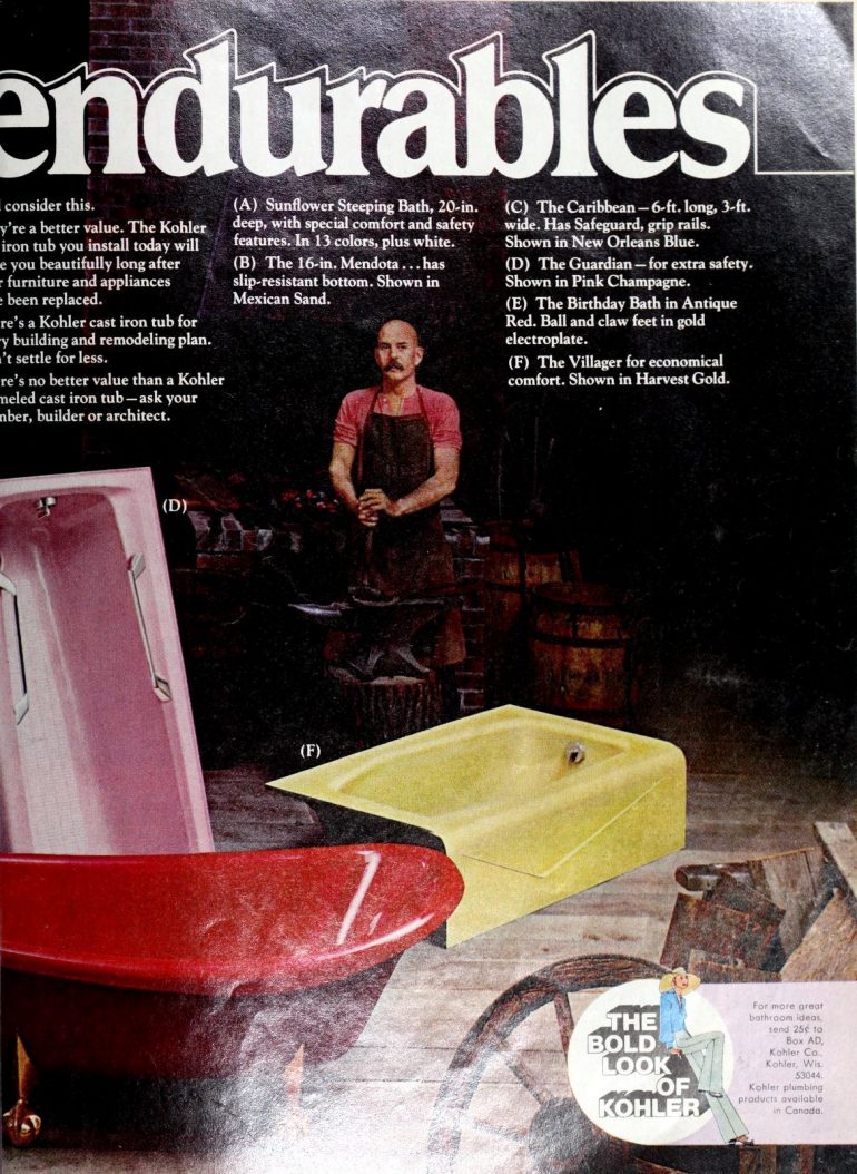 Colorful Kohler bathroom suites from the '60s & '70s Click Americana