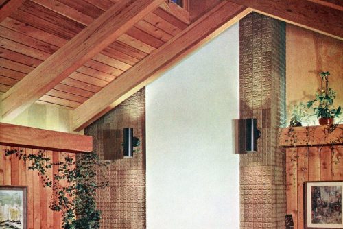 Beams tiled fireplace contemporary home mod