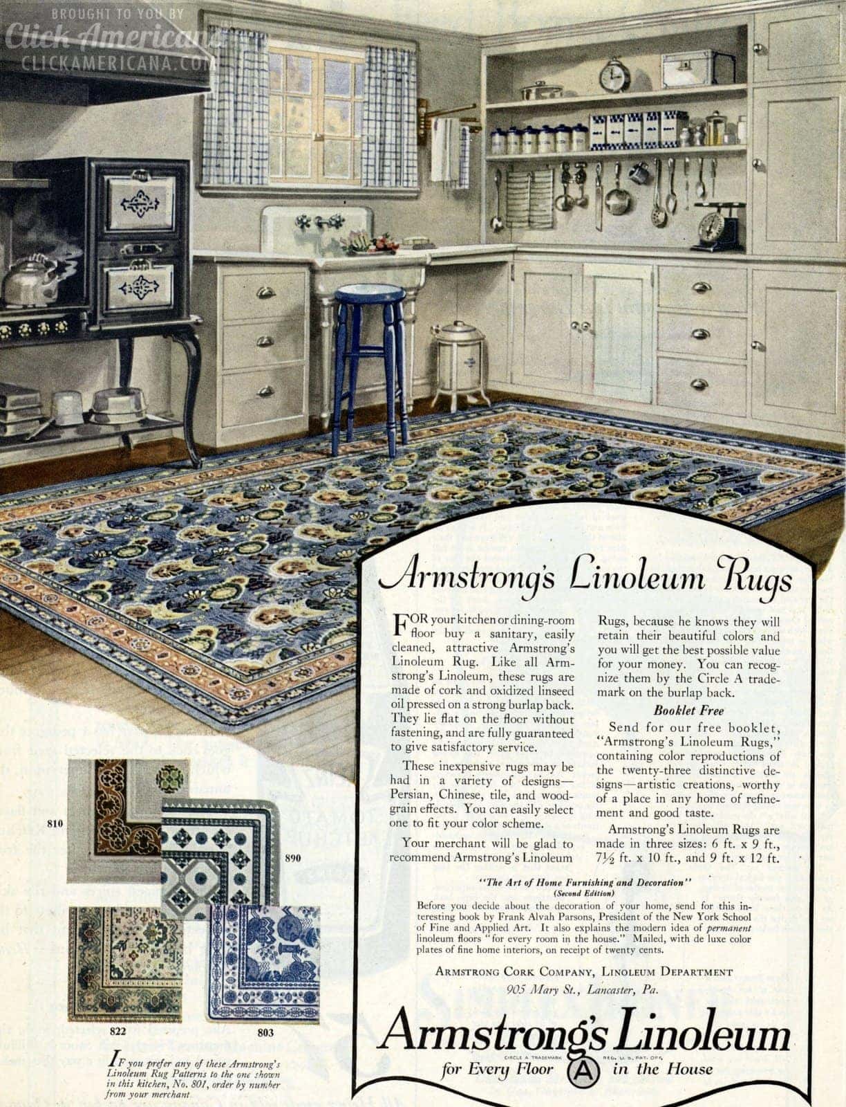 1920s home decor: See inside the ideal American home from 100 years ago 13 Armstrong linoleum rugs for the kitchen