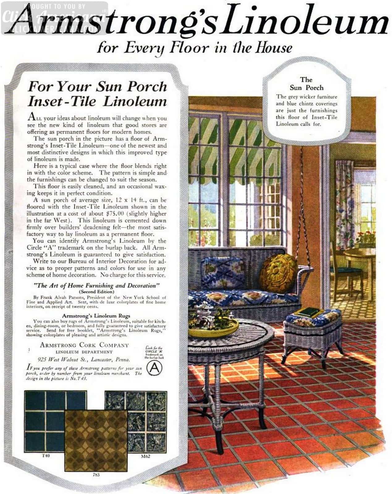 1920s home decor: See inside the ideal American home from 100 years ago 10 Vintage sun porch linoleum flooring for a '20s home