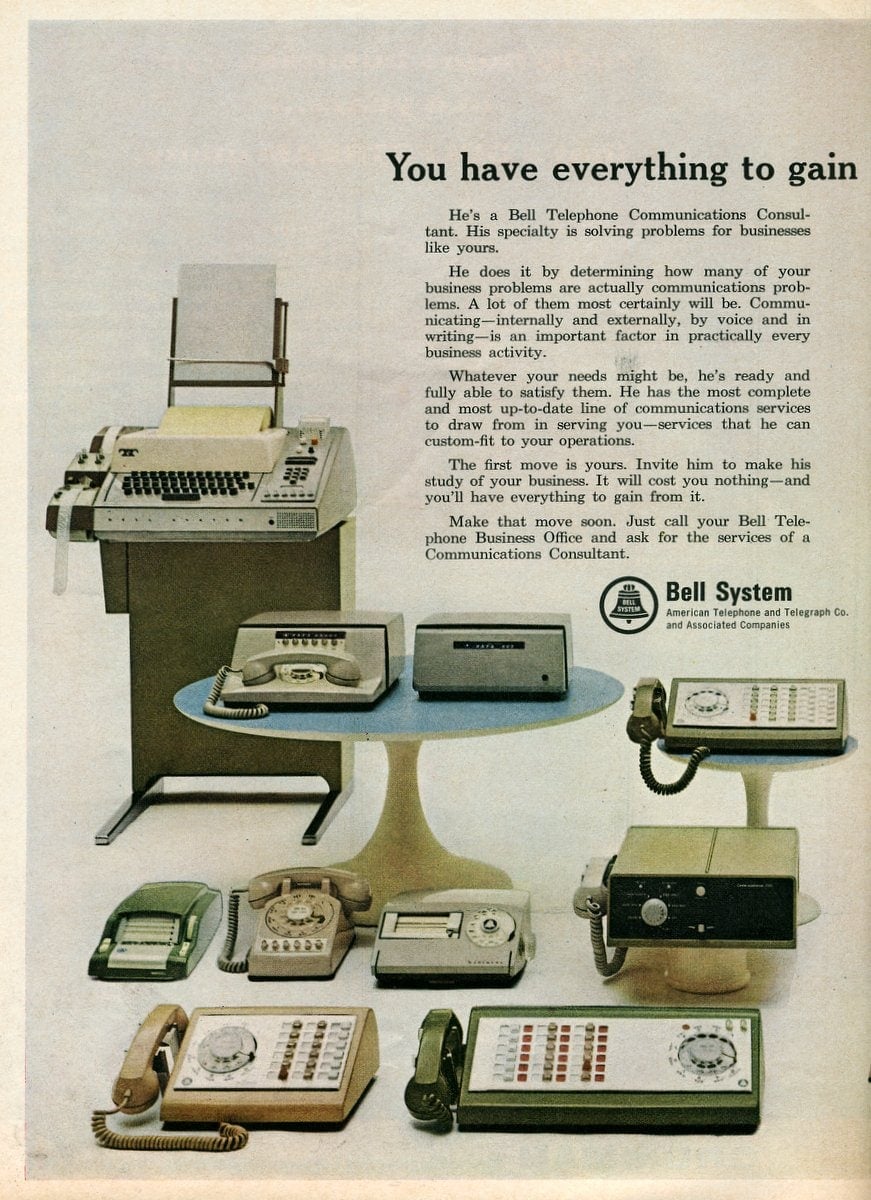 Old office telephone systems like these were big business back in the