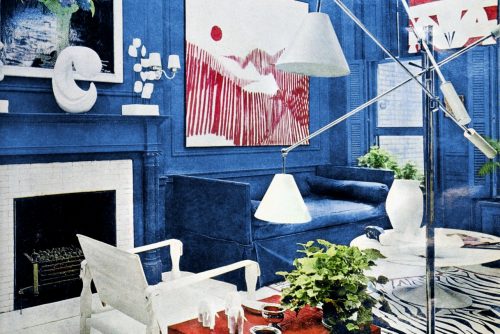 Blue, white & red, artistic living 3D painting