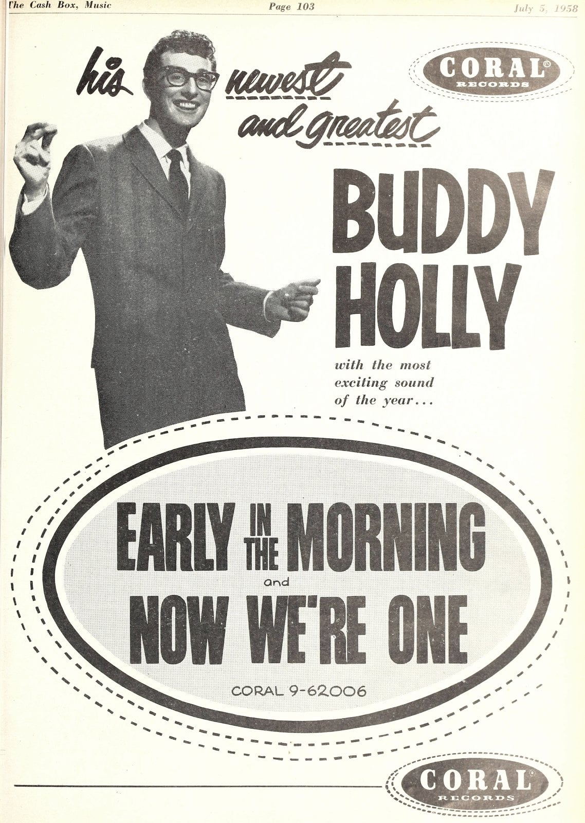 Buddy Holly Early in the Morning single (1958) via ClickAmericana com