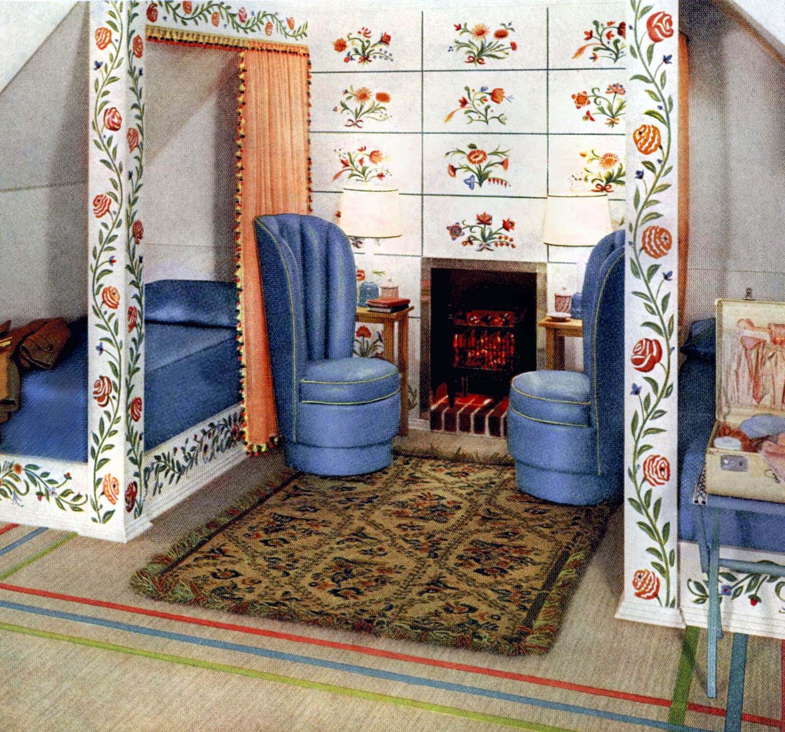 Built-in beds small attic bedroom space (1935)