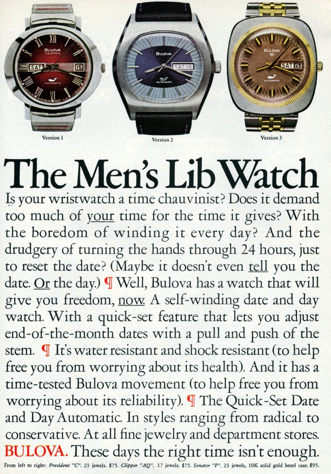 Bulova - The Men's Lib Watch (1972) via ClickAmericana com