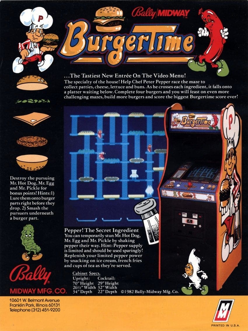 Burger Time arcade game 1982