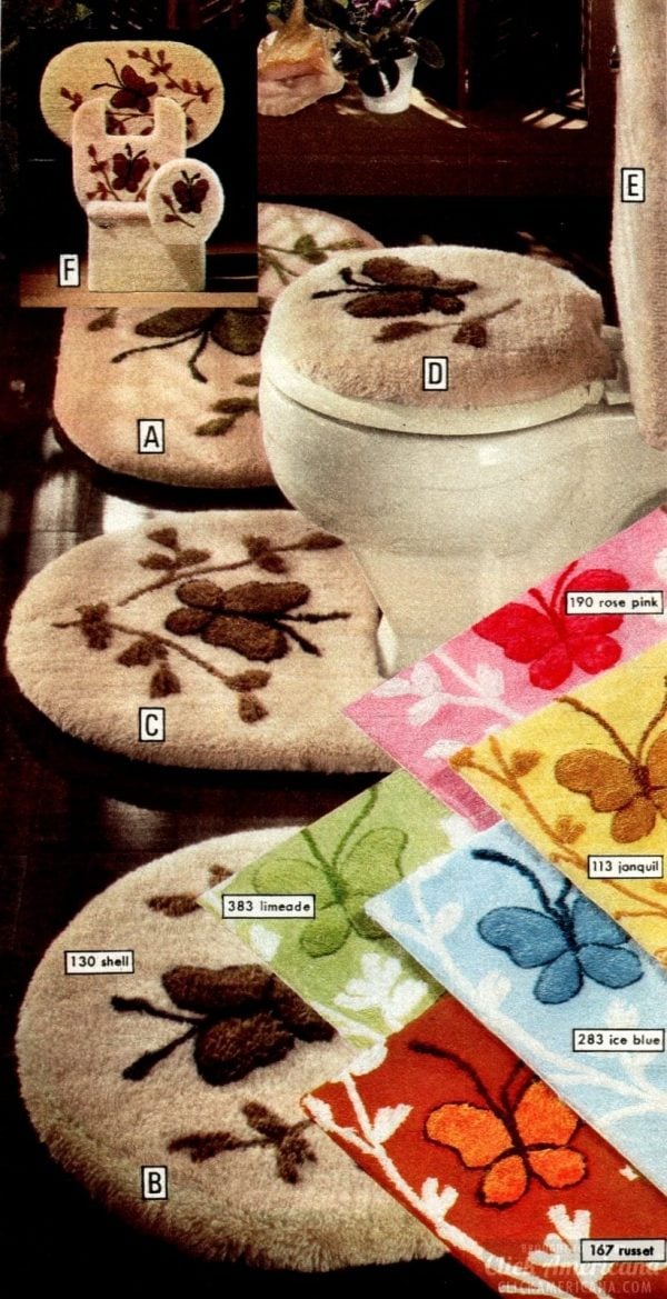These 12 fuzzy toilet seat covers from the 70s were super retro