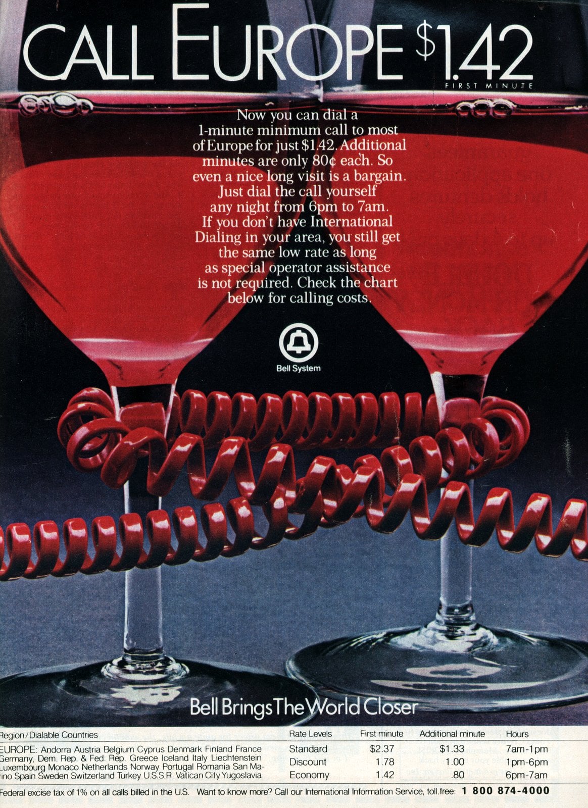 Call Europe long distance - Bell Telephone (1982) via ClickAmericana com