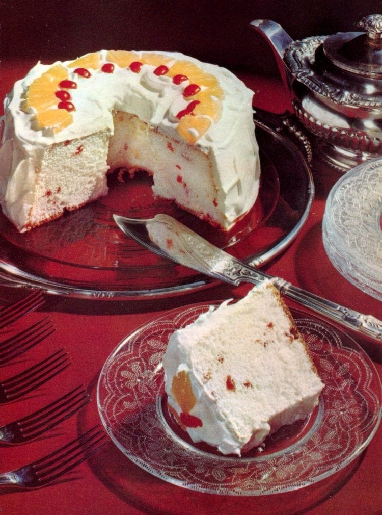 Cherry angel food cake (1953) Click Americana