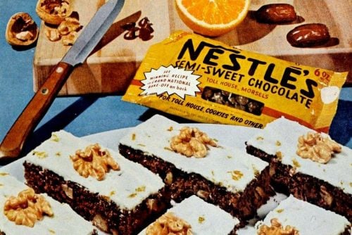 Chocolate refreshers brownies with nuts and dates 1960 (1)