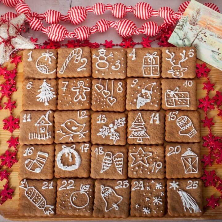Christmas cookie advent calendar made from gingerbread