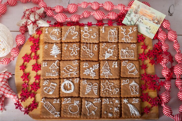Christmas cookie advent calendar made from gingerbread